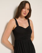 Black $|& SEAS Lotus Ruffle Hem Dress - SOF Full Front