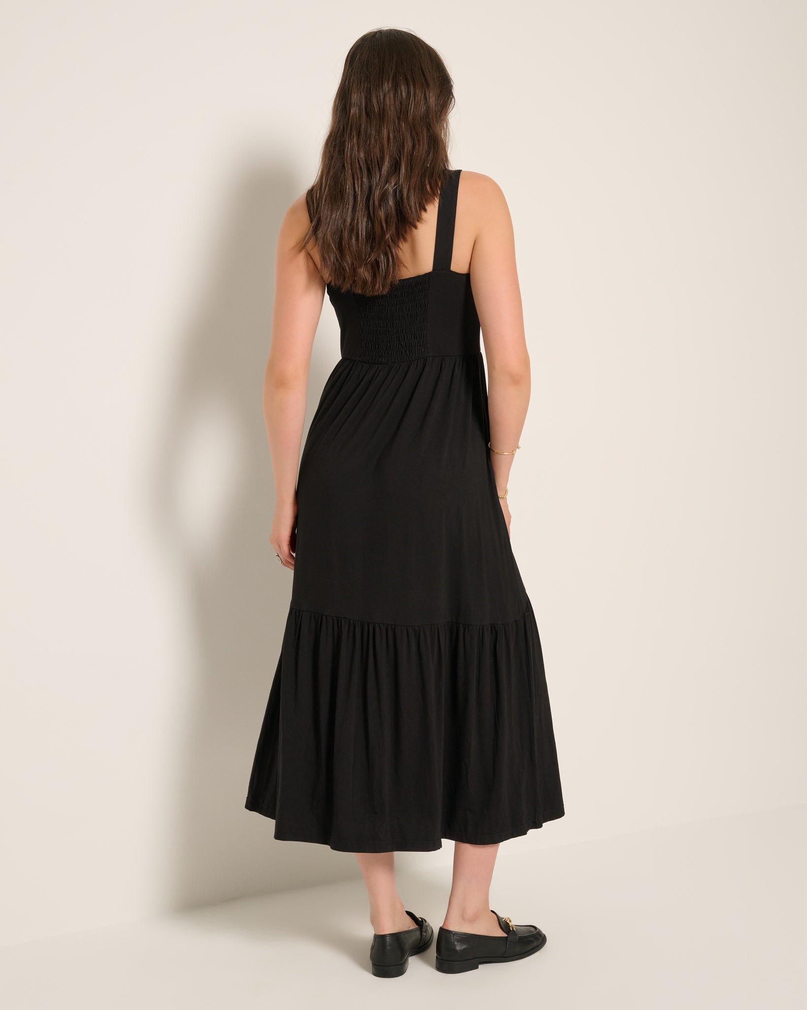 Black $|& SEAS Lotus Ruffle Hem Dress - SOF Back