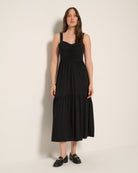 Black $|& SEAS Lotus Ruffle Hem Dress - SOF Front
