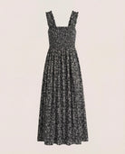 Black Floral $|& SEAS Westbreeze Printed Smocked Maxi Dress - Hanger Detail