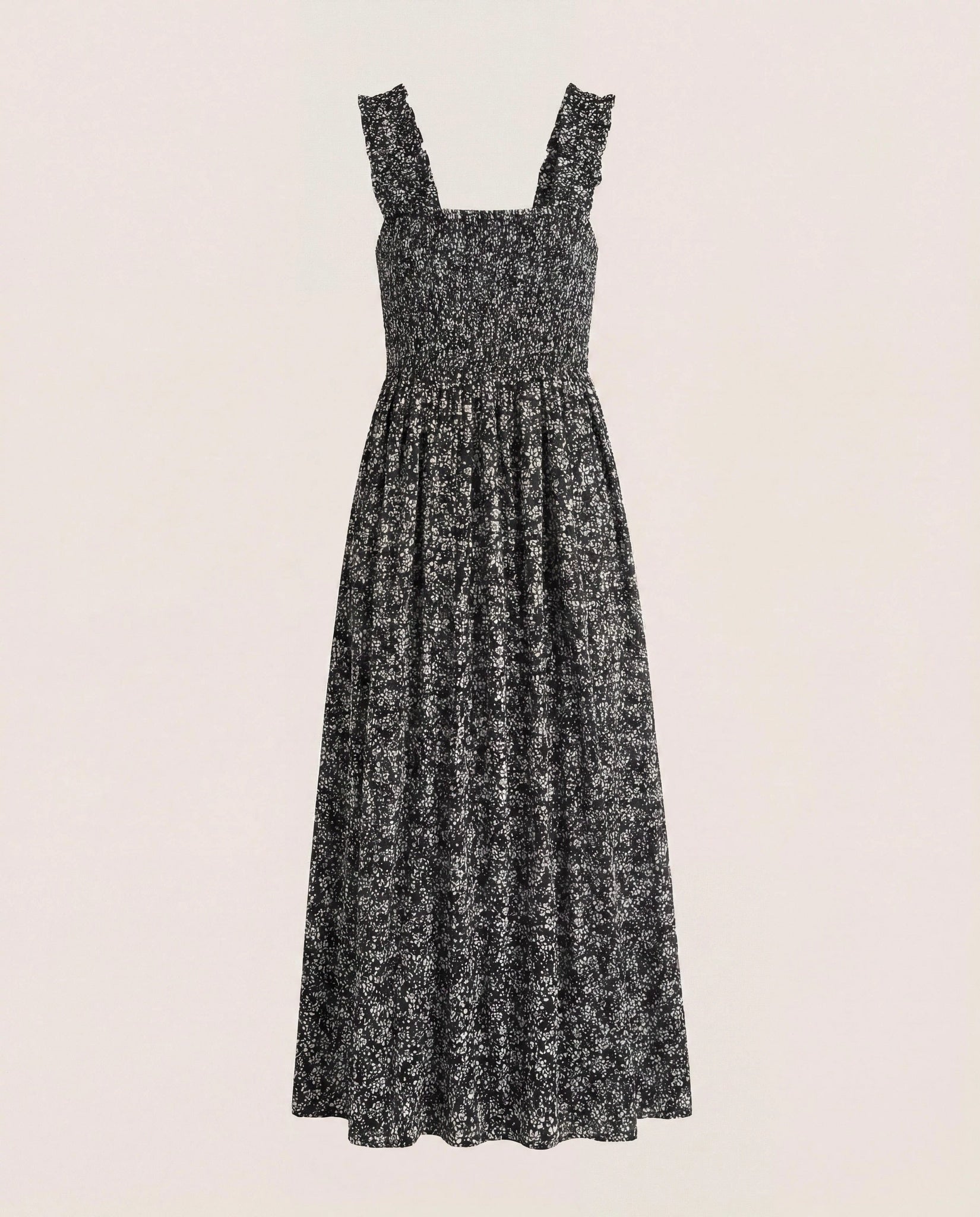 Black Floral $|& SEAS Westbreeze Printed Smocked Maxi Dress - Hanger Detail