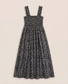 Black Floral $|& SEAS Westbreeze Printed Smocked Maxi Dress - Hanger Detail