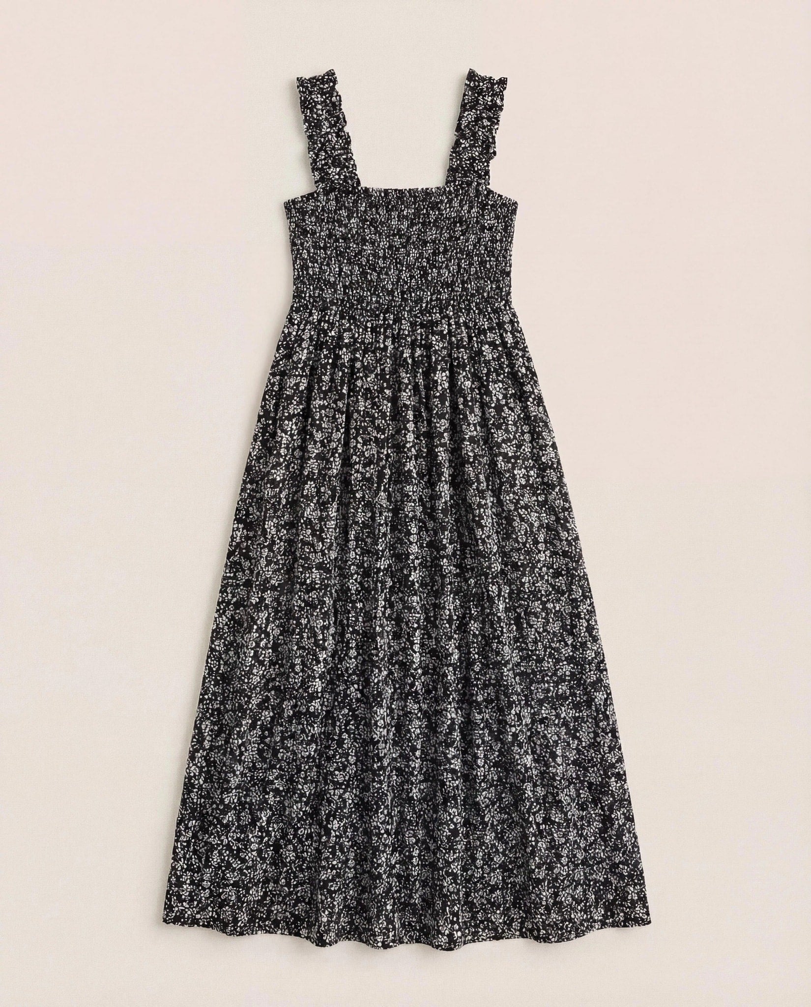 Black Floral $|& SEAS Westbreeze Printed Smocked Maxi Dress - Hanger Detail