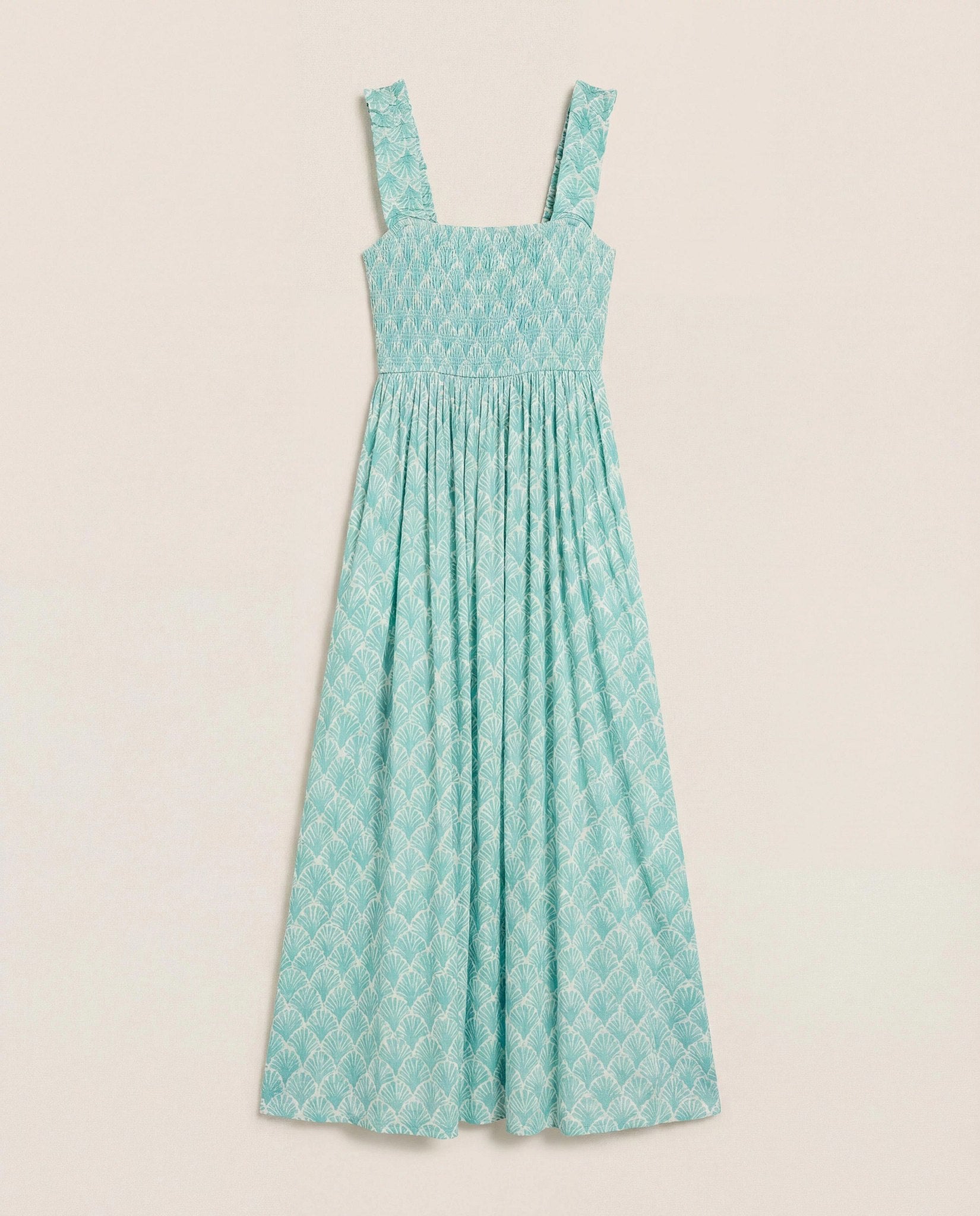 Seaglass $|& SEAS Westbreeze Printed Smocked Maxi Dress - Hanger Detail