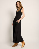 Black $|& SEAS Westbreeze Smocked Maxi Dress - VOF Front