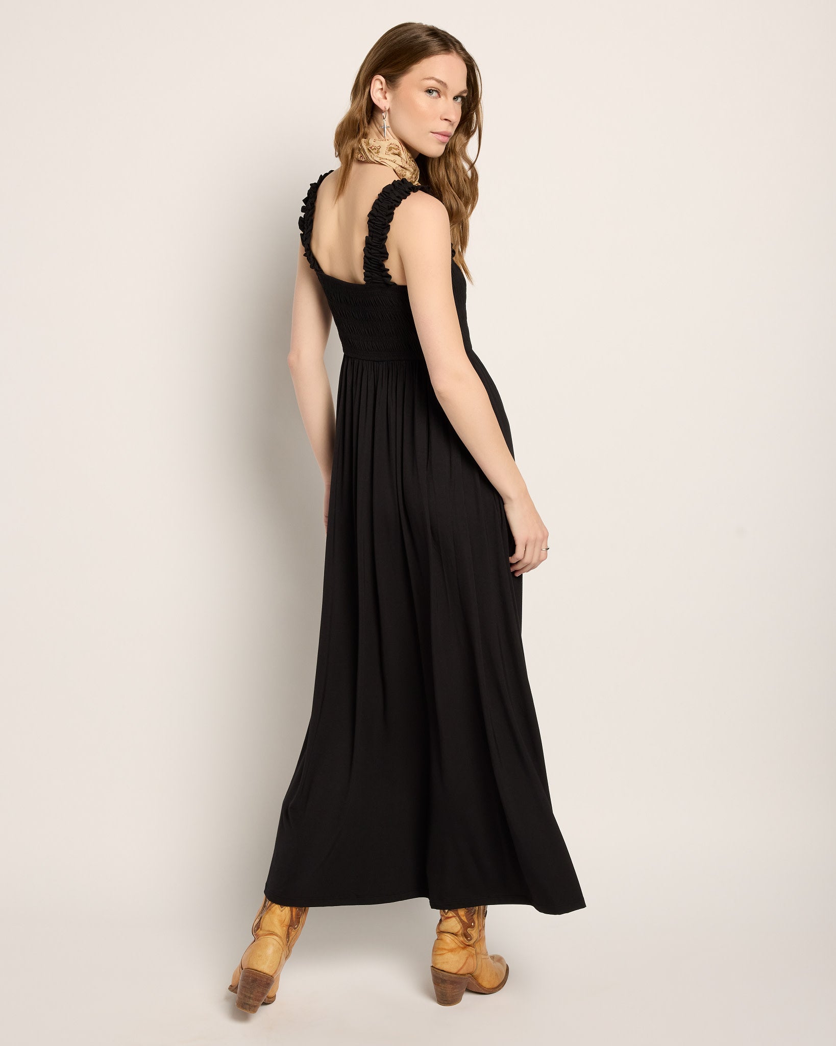 Black $|& SEAS Westbreeze Smocked Maxi Dress - SOF Back