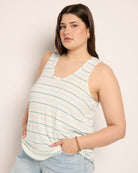 Natural/Seaglass $|& SEAS Surfside Stripe Scoop Tank - VOF Front