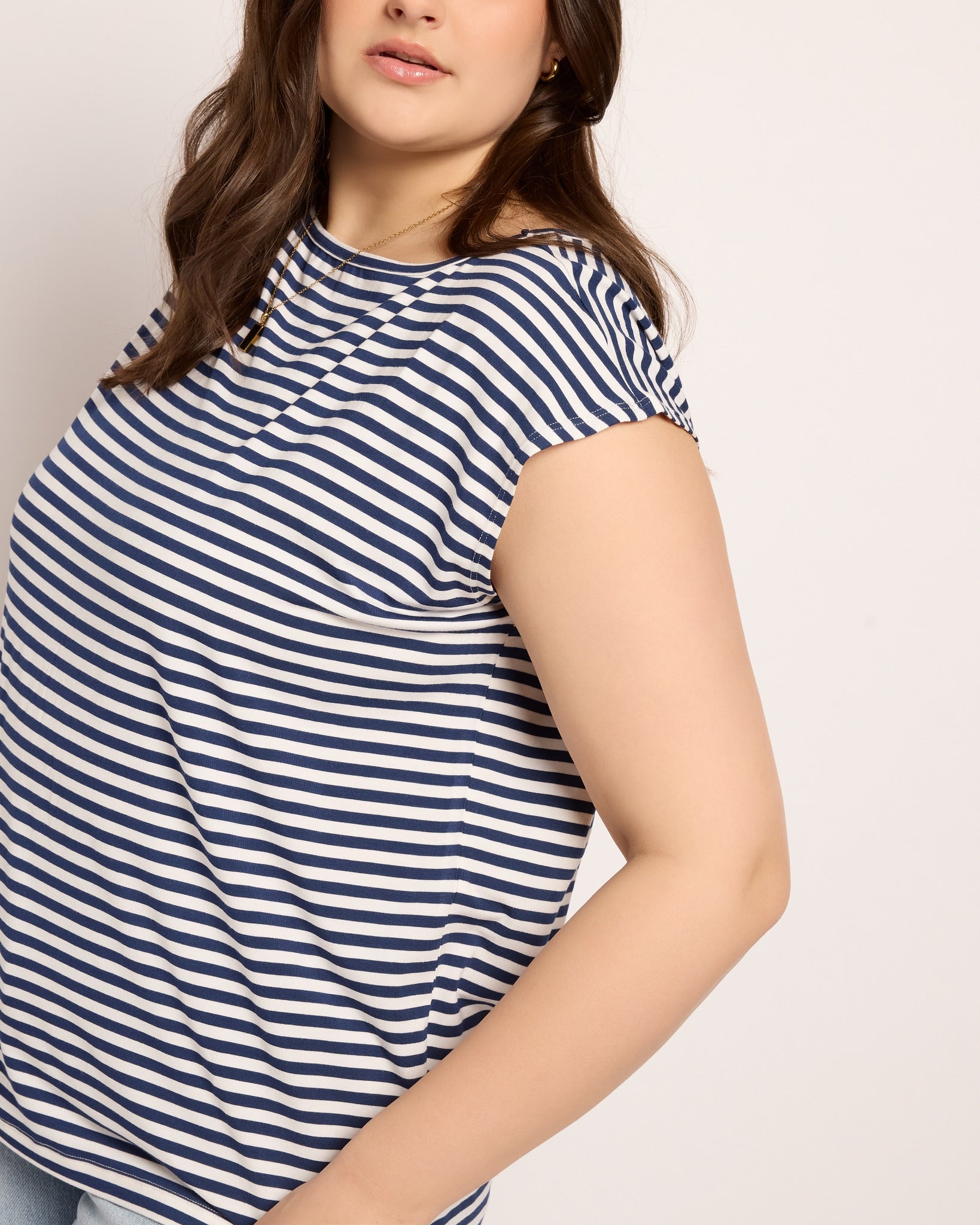 White/Sapphire $|& SEAS Brentwood Boat Neck Stripe Top - VOF Front