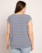 White/Sapphire $|& SEAS Brentwood Boat Neck Stripe Top - SOF Back