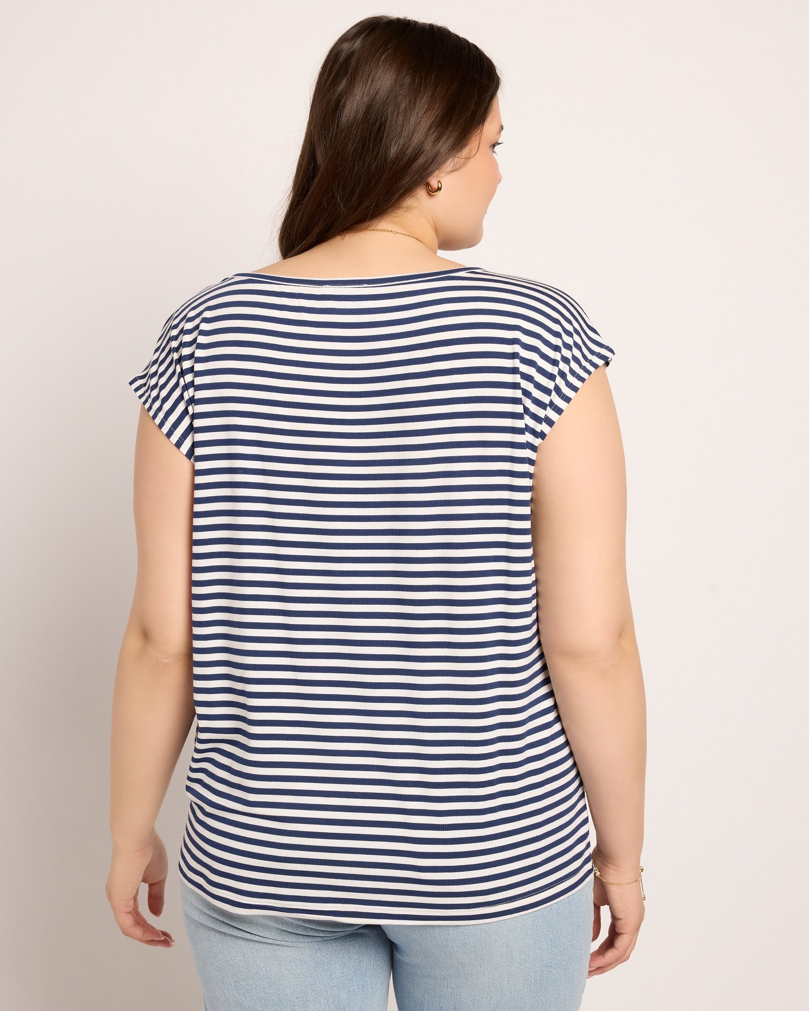 White/Sapphire $|& SEAS Brentwood Boat Neck Stripe Top - SOF Back