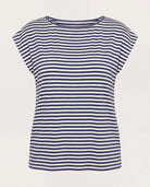 White/Sapphire $|& SEAS Brentwood Boat Neck Stripe Top - Hanger Detail