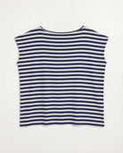 White/Sapphire $|& SEAS Brentwood Boat Neck Stripe Top - Hanger Detail