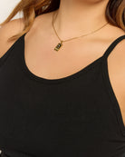 Black $|& SEAS Laurel Ribbed Shelf Bra Tank - SOF Full Front