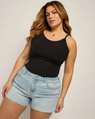 Black $|& SEAS Laurel Ribbed Shelf Bra Tank - SOF Front