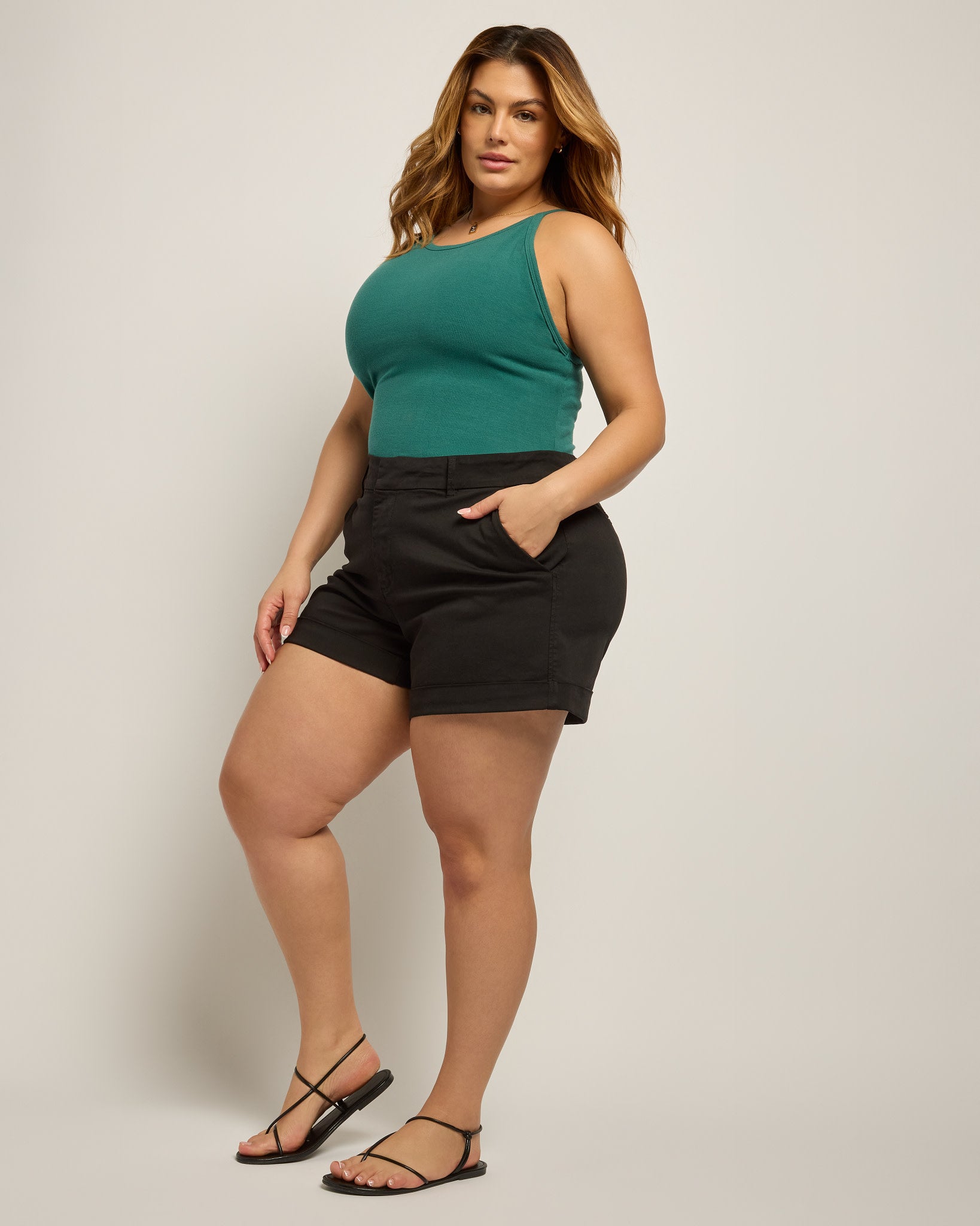 Deep Teal $|& SEAS Laurel Ribbed Shelf Bra Tank - VOF Front