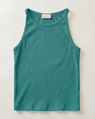 Deep Teal $|& SEAS Laurel Ribbed Shelf Bra Tank - Hanger Detail