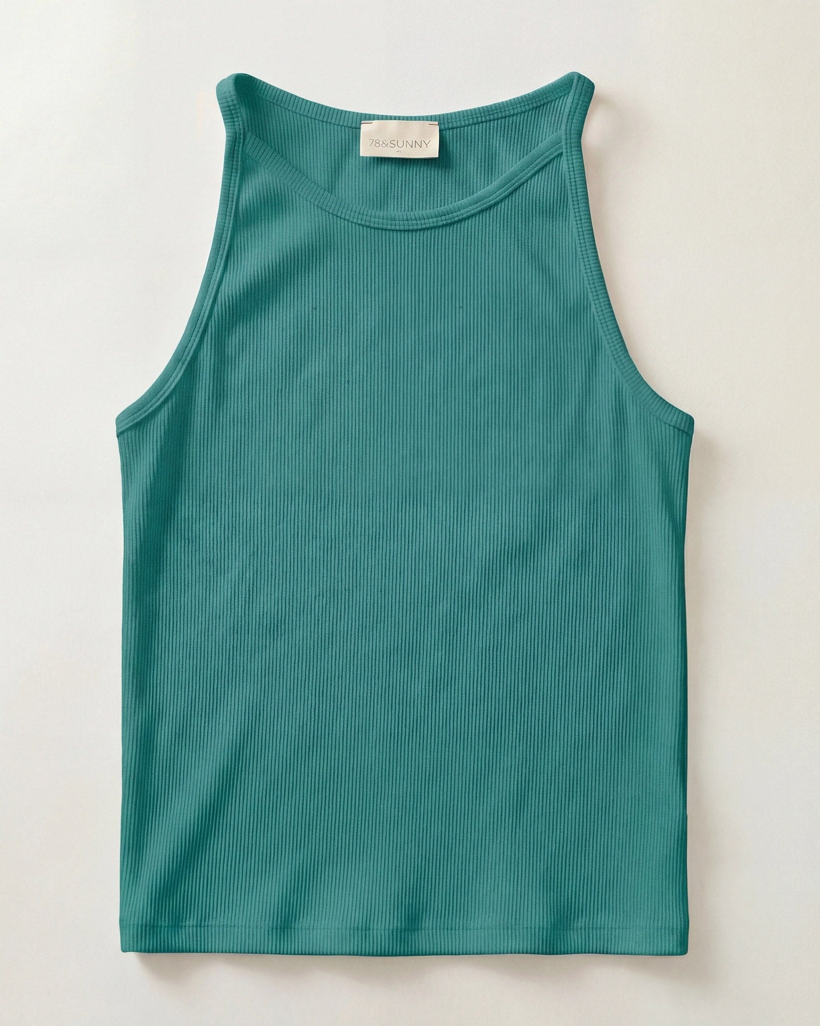 Deep Teal $|& SEAS Laurel Ribbed Shelf Bra Tank - Hanger Detail
