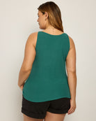 Deep Teal $|& SEAS Laurel Ribbed Shelf Bra Tank - SOF Back