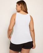 White $|& SEAS Laurel Ribbed Shelf Bra Tank - SOF Back