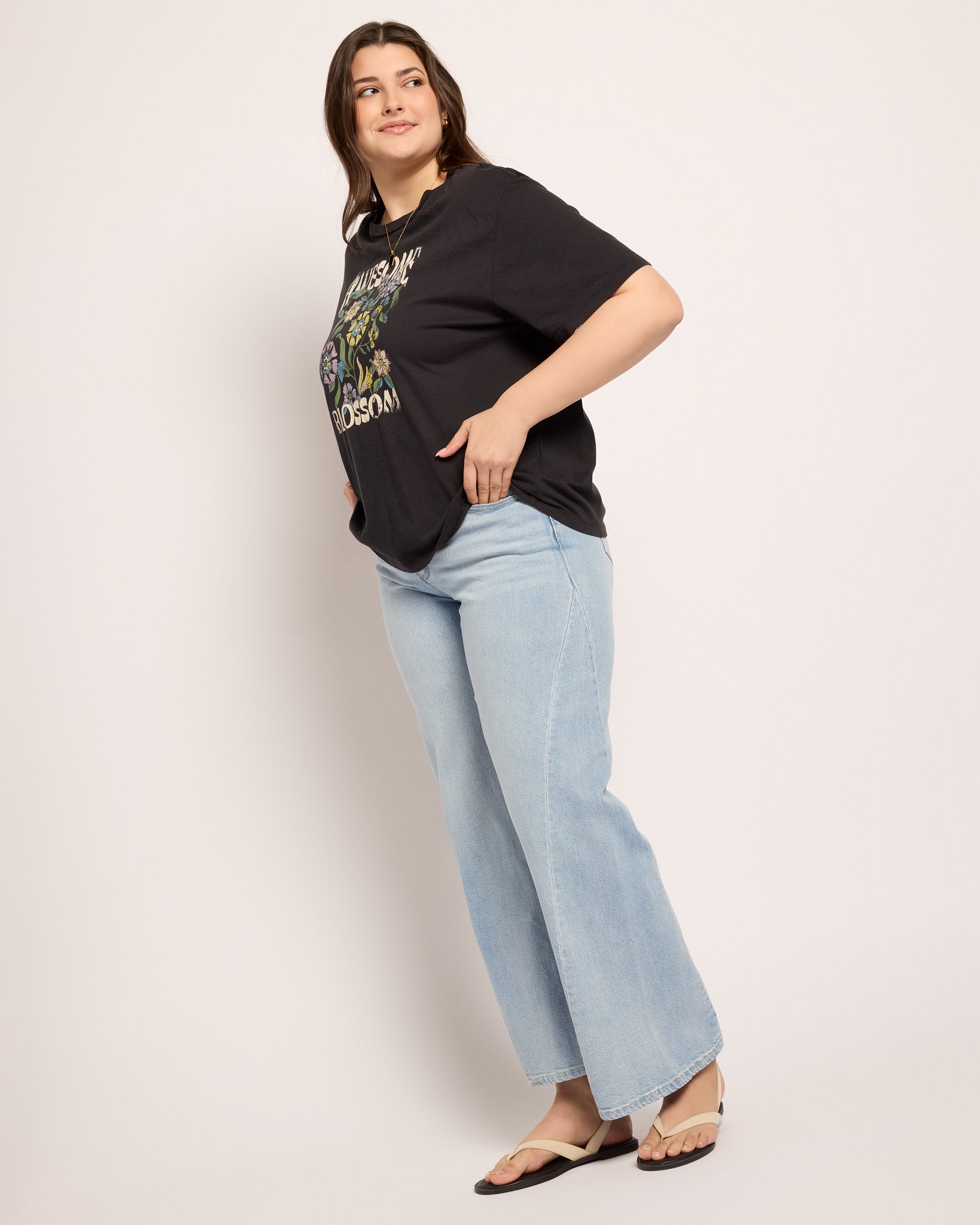 Faded Black $|& SEAS Floret Relaxed Tee - VOF Front