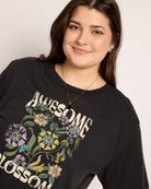 Faded Black $|& SEAS Floret Relaxed Tee - SOF Full Front