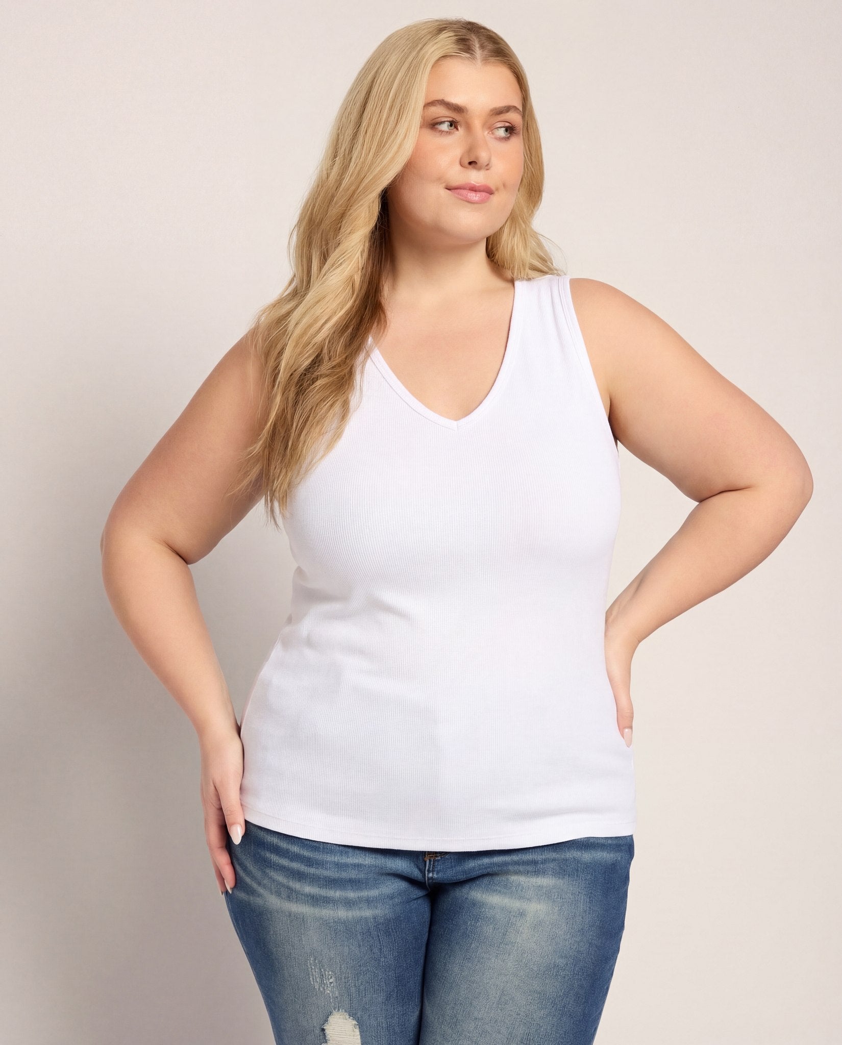 White $|& Herizon Alpine V-Neck Tank - SOF Front