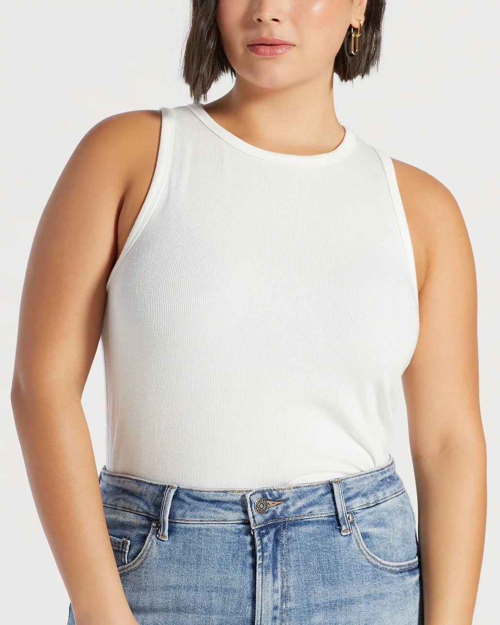 White $|& SEAS Boat Neck Tank - Hanger Detail