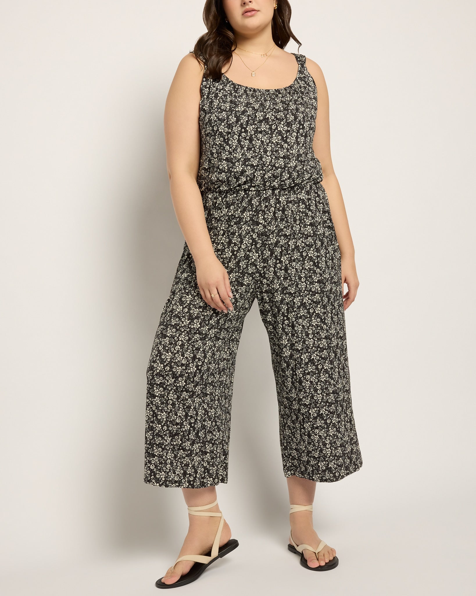 Black Floral $|& SEAS Shores Print Jumpsuit - VOF Front