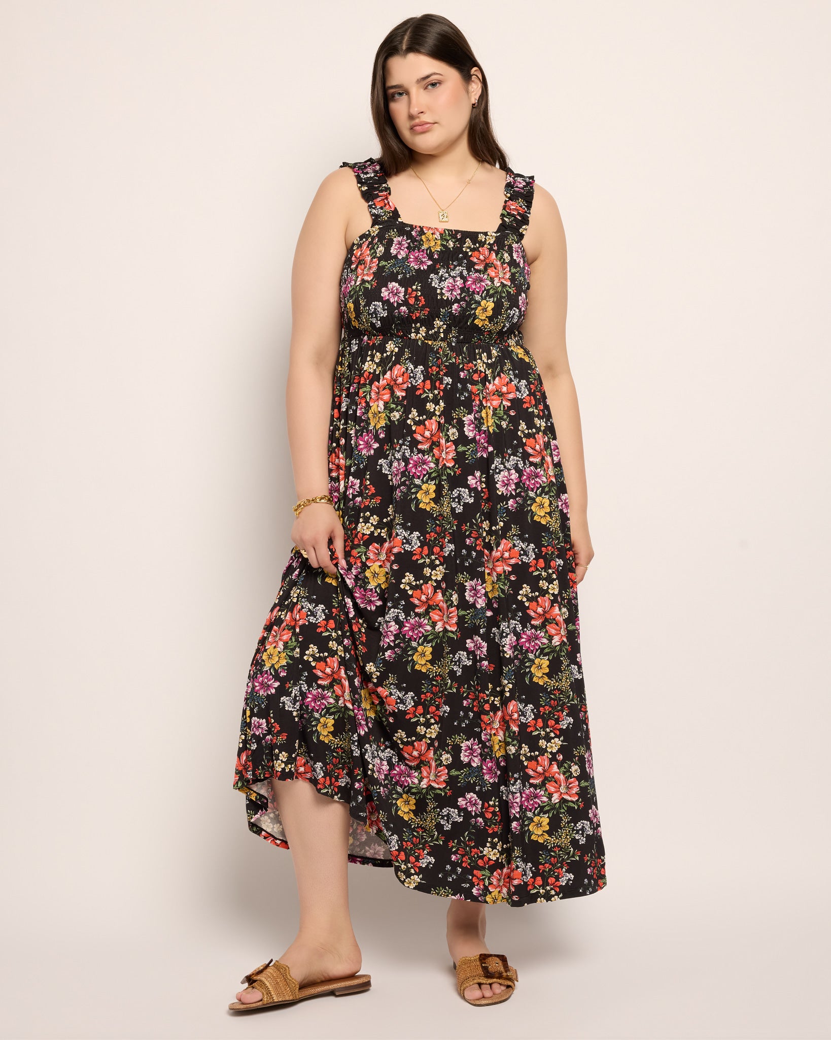 Multi Floral $|& SEAS Westbreeze Printed Smocked Maxi Dress - UGC On Fig