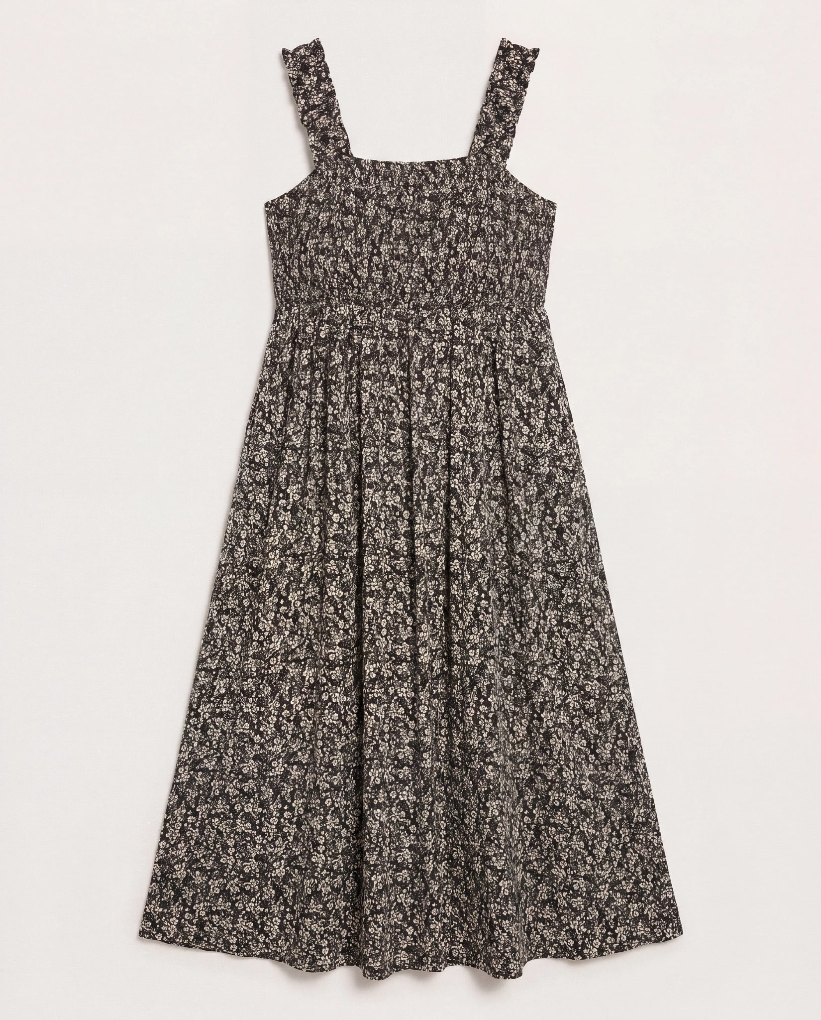 Black Floral $|& SEAS Westbreeze Printed Smocked Maxi Dress - Hanger Detail