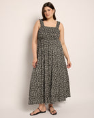 Black Floral $|& SEAS Westbreeze Printed Smocked Maxi Dress - SOF Front