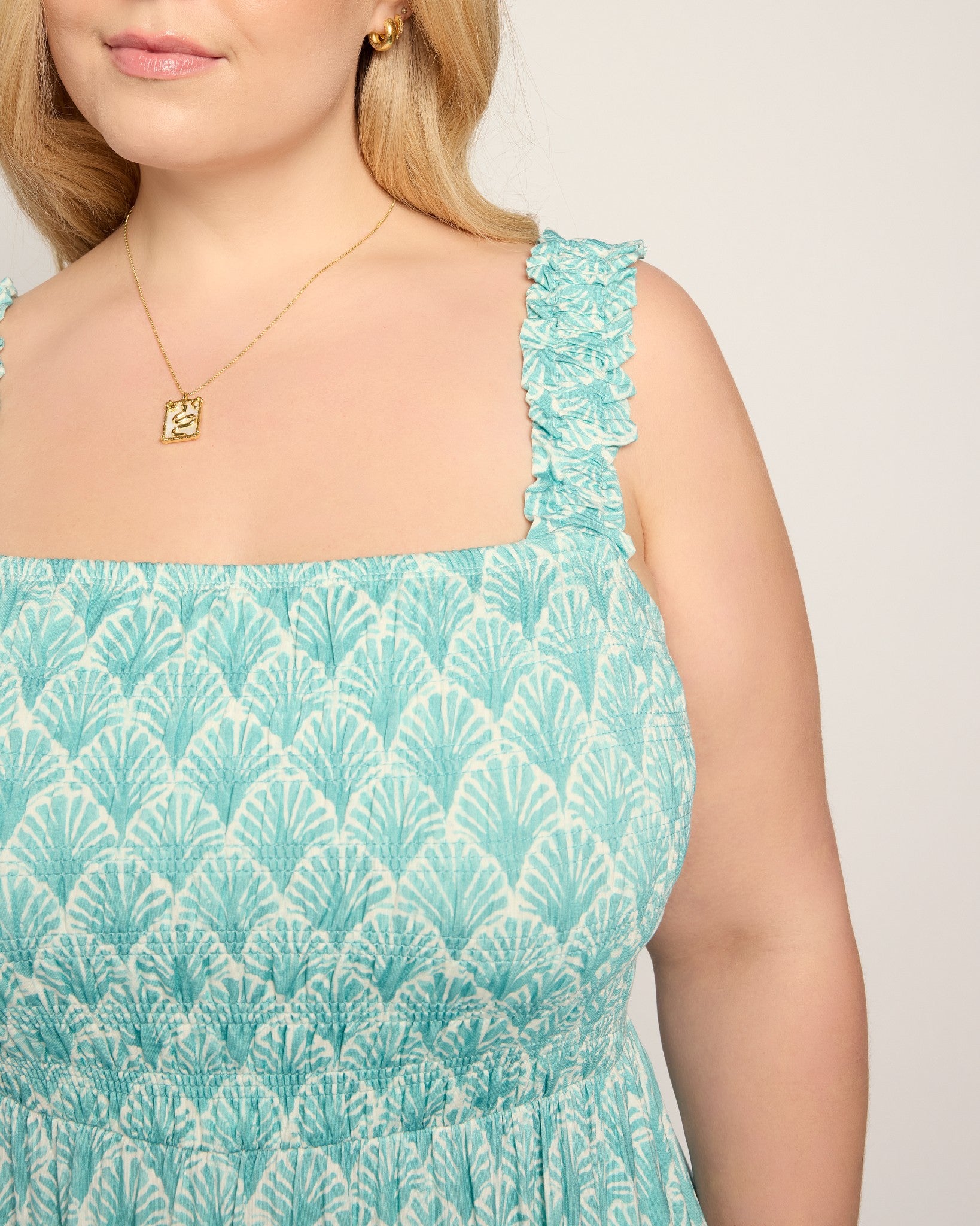 Seaglass $|& SEAS Westbreeze Printed Smocked Maxi Dress - VOF Front