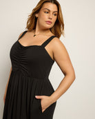 Black $|& SEAS Lotus Ruffle Hem Dress - SOF Front