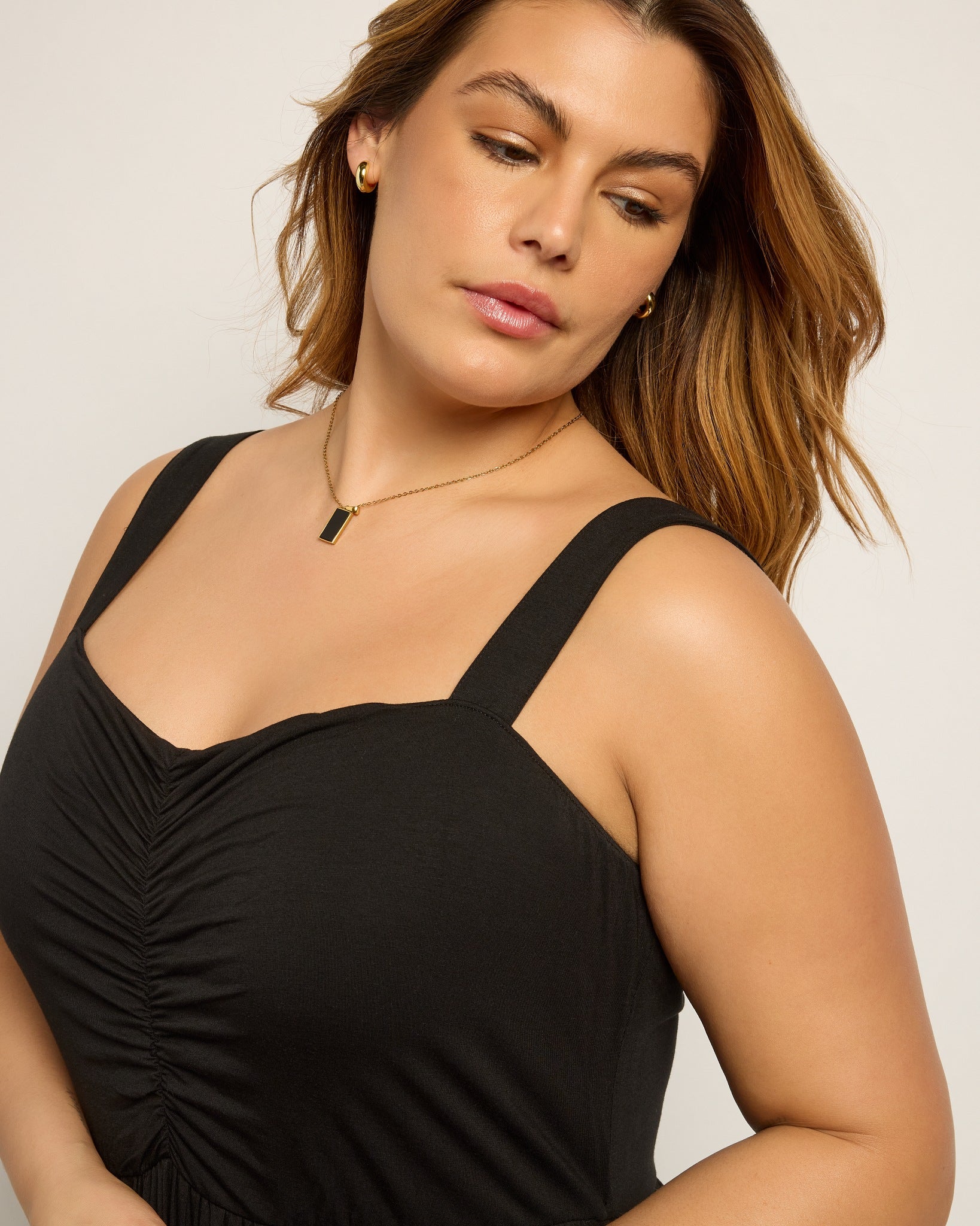 Black $|& SEAS Lotus Ruffle Hem Dress - SOF Full Front