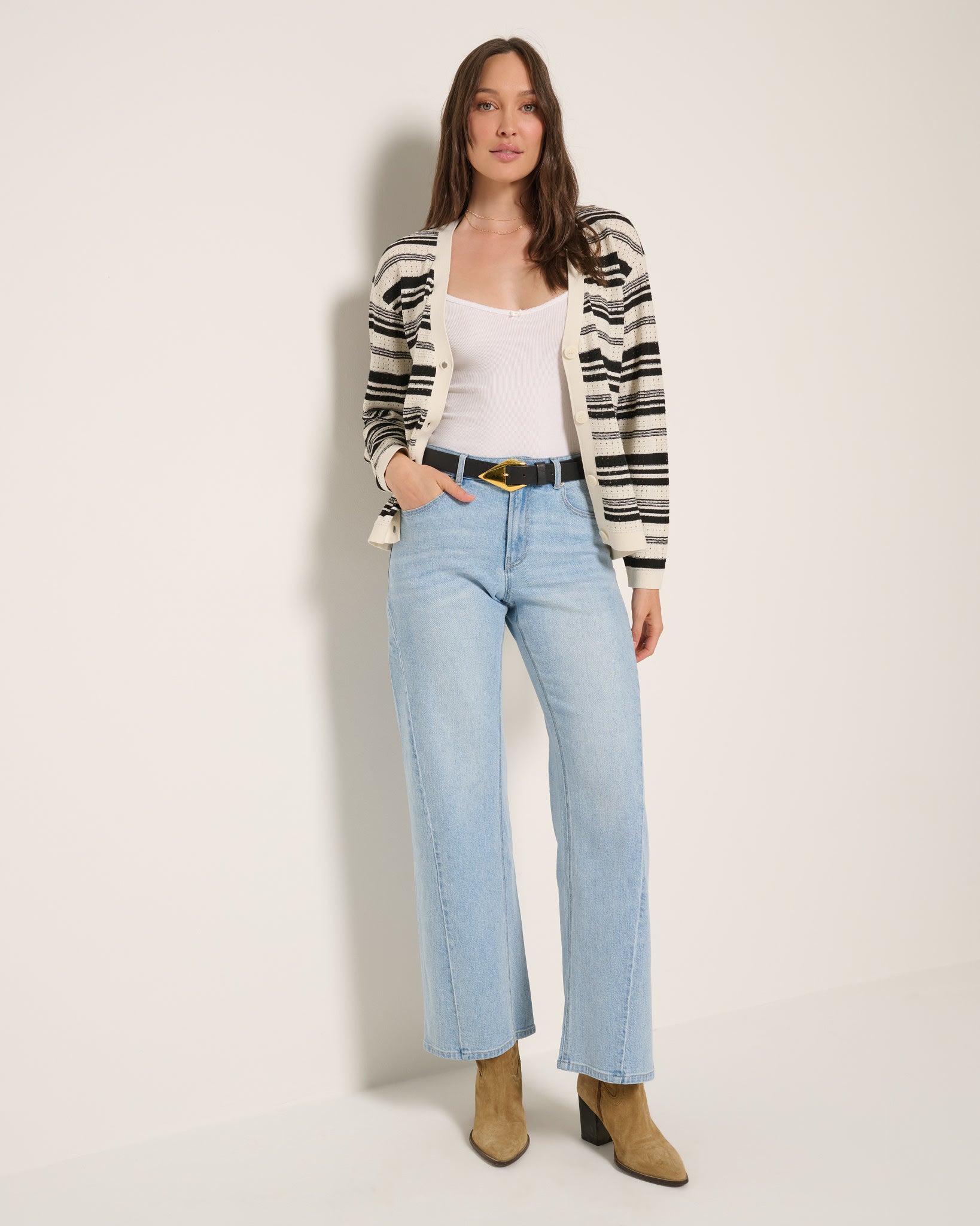 Black $|& SEAS Frankie Cardigan - VOF Front