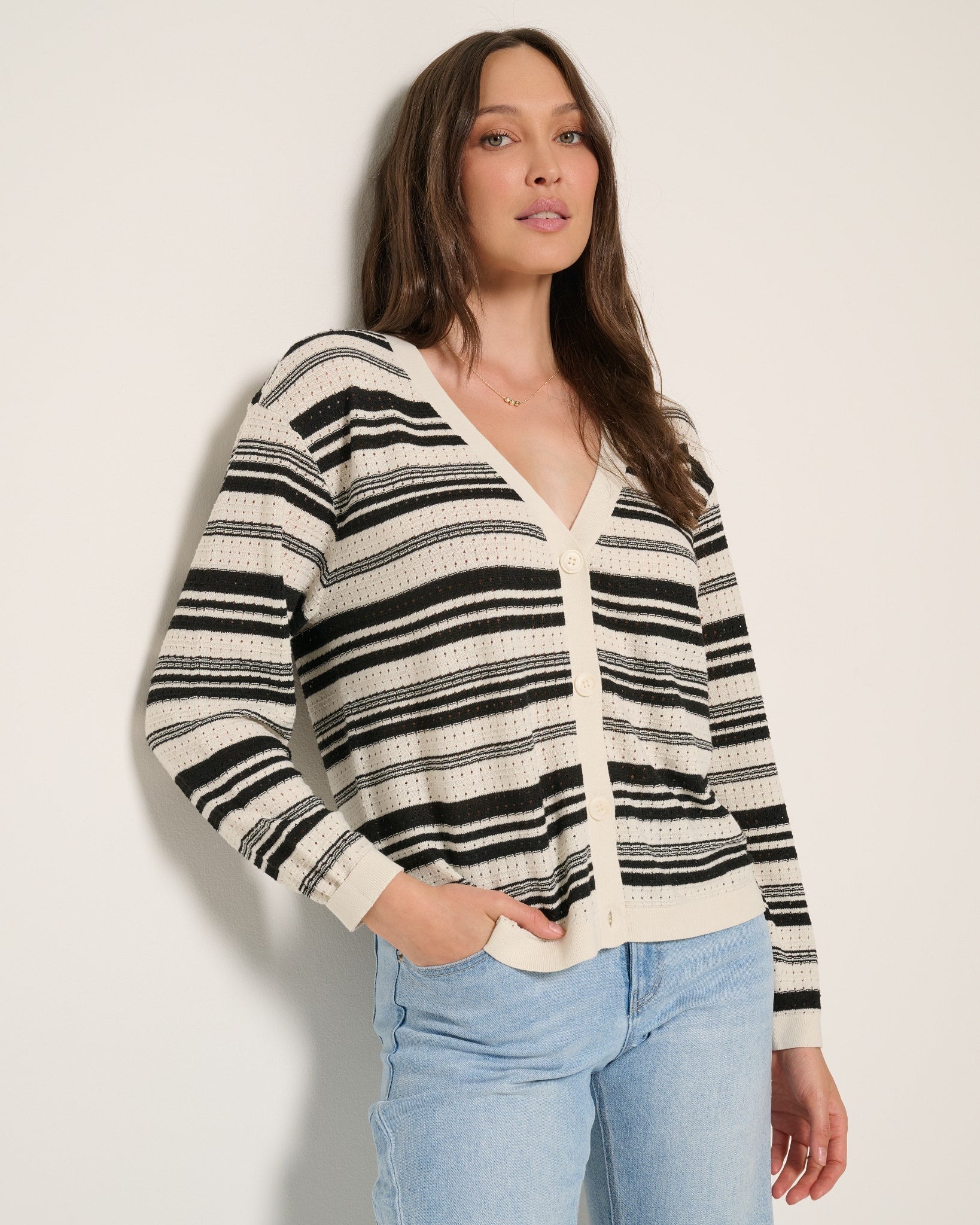 Black $|& SEAS Frankie Cardigan - VOF Side