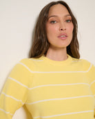 Limoncello $|& SEAS Striped Pacific Puff Shoulder Crew Neck Sweater - SOF Full Front
