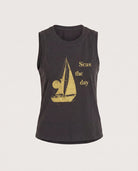 Faded Black $|& SEAS Daisy Muscle Tank - Hanger Detail