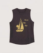 Faded Black $|& SEAS Daisy Muscle Tank - Hanger Detail