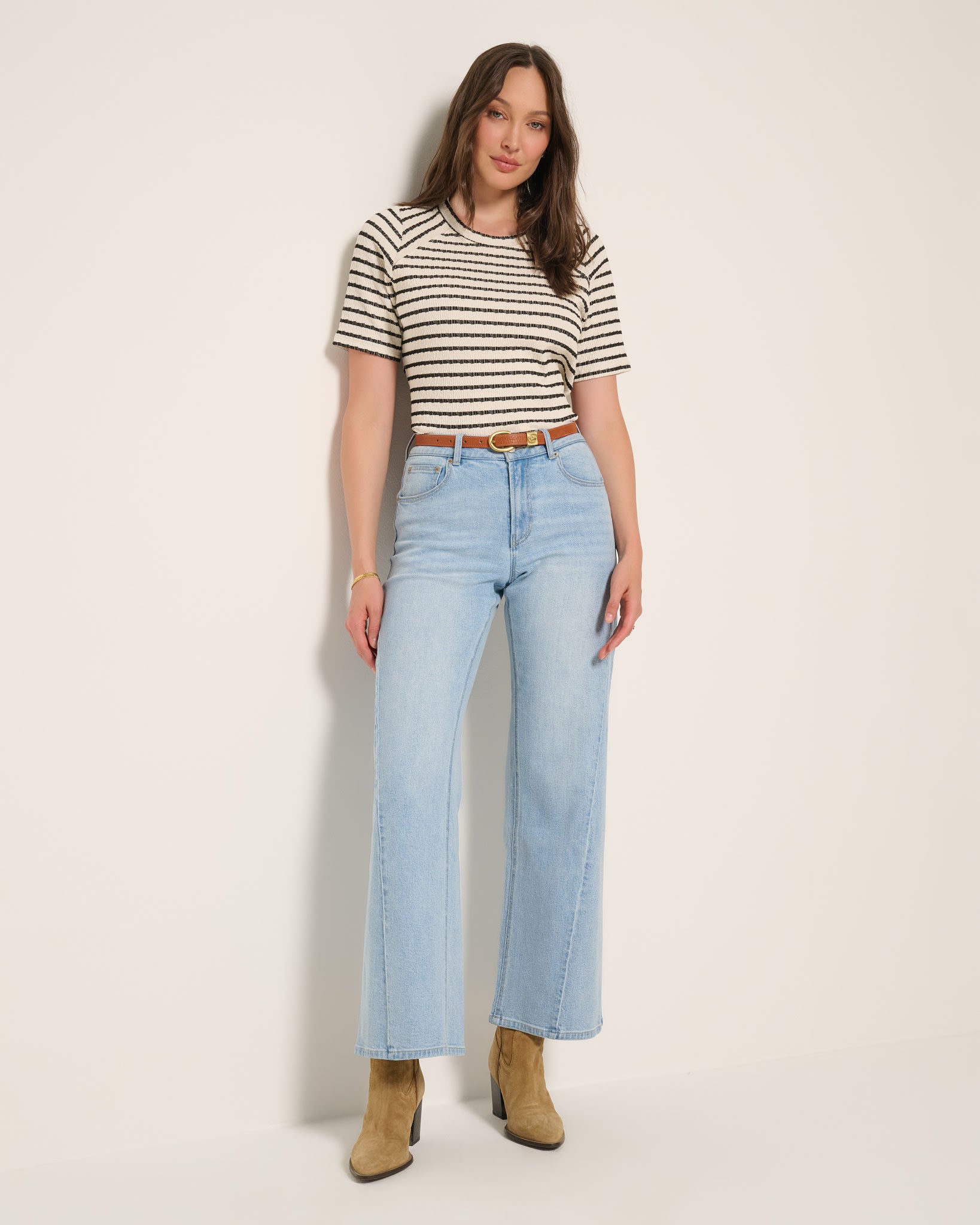 Cream Black $|& SEAS Sydney Striped Tee - UGC On Fig