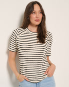 Cream Black $|& SEAS Sydney Striped Tee - VOF Front