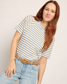 Cream Denim $|& SEAS Sydney Striped Tee - SOF Front