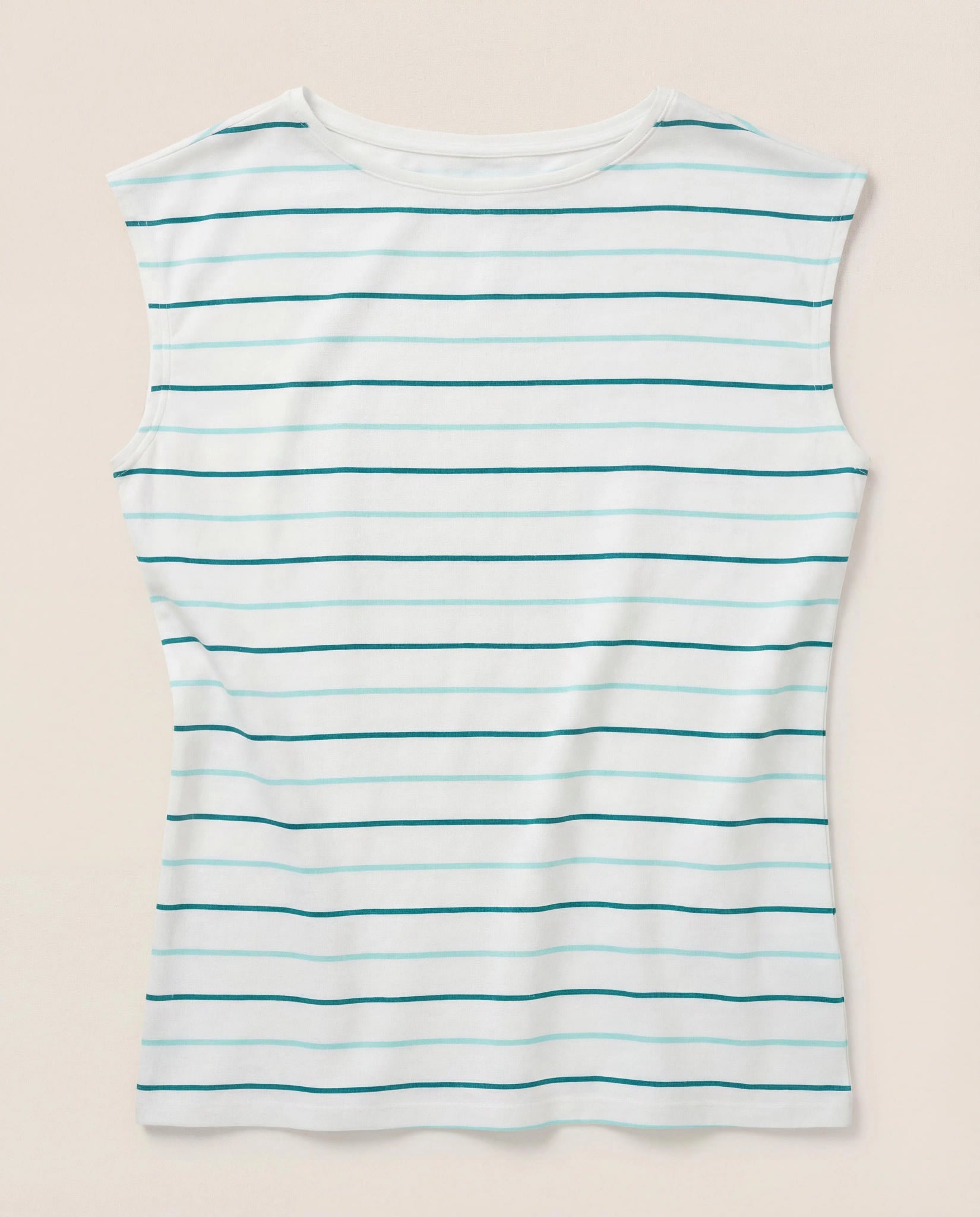 Natural/Sea Glass $|& SEAS Brentwood Boat Neck Stripe Top - Hanger Detail