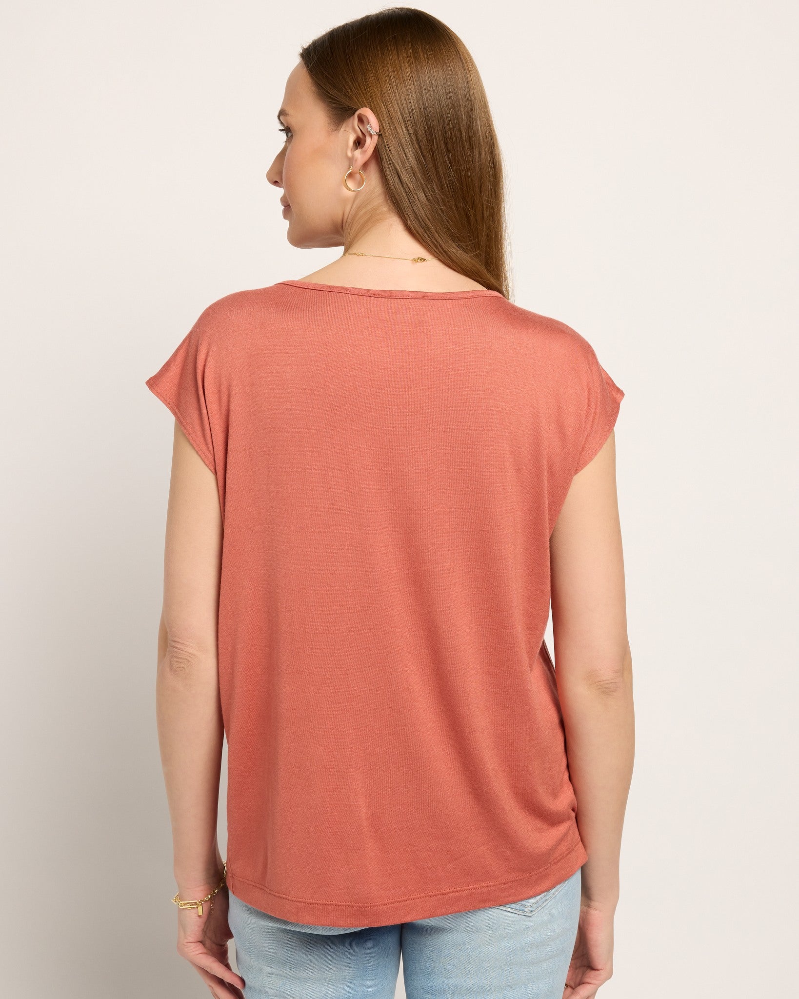 Etruscan Red $|& SEAS Brentwood Boat Neck Top - SOF Back