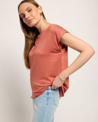 Etruscan Red $|& SEAS Brentwood Boat Neck Top - VOF Front