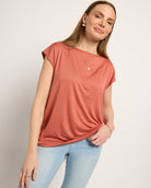 Etruscan Red $|& SEAS Brentwood Boat Neck Top - SOF Front