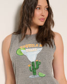 Heather Grey $|& SEAS Daisy Muscle Tank - SOF Full Front