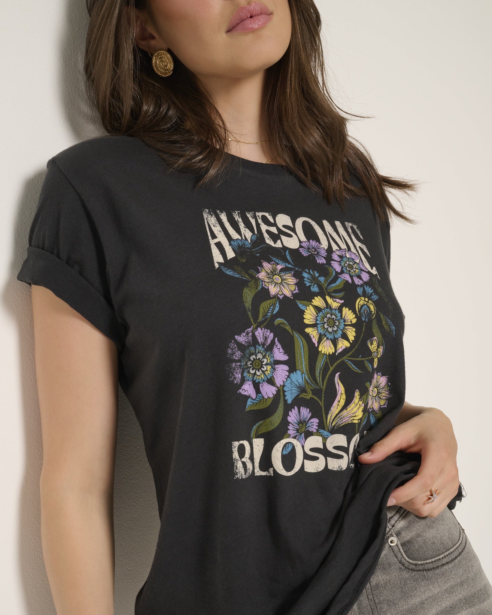 Faded Black $|& SEAS Floret Relaxed Graphic Tee - SOF Full Front