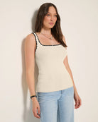 Cream $|& SEAS Shoreline Whip Stitch Tank - VOF Side