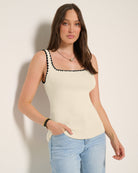 Cream $|& SEAS Shoreline Whip Stitch Tank - SOF Front